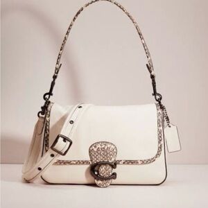 NWT Coach Soft Tabby Leather Shoulder Bag with snakeskin detail